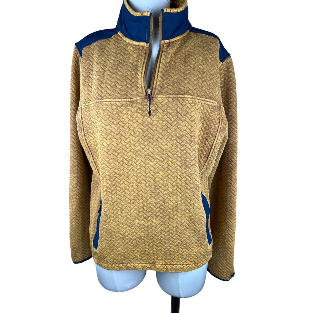 Chubbies Quilted Quarter Zip Pullover Men’s Medium Mustard Blue Pocket